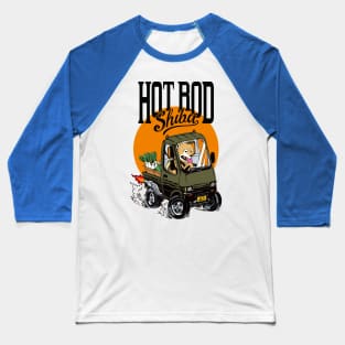 Hot rod Shiba (military khaki) Baseball T-Shirt